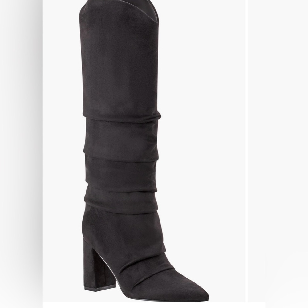 Marc Fisher Pointed Toe Knee Height Slouch Boots Black Size 8 NIB